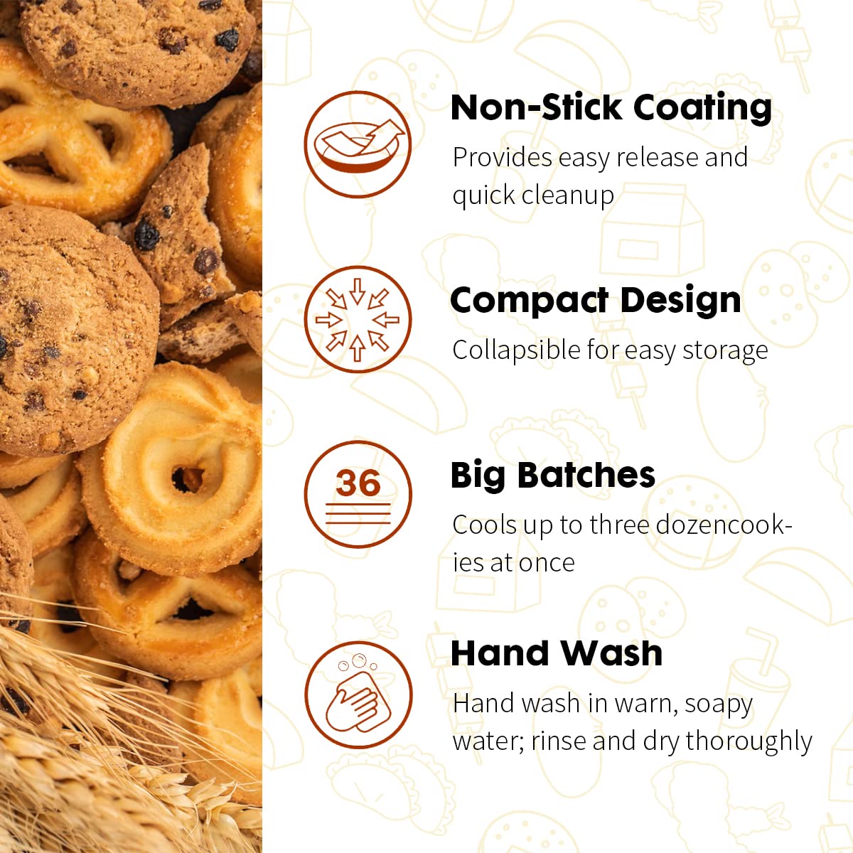 PowerKing heavy-gauge stainless steel rack ensures durability for multiple bakes.
