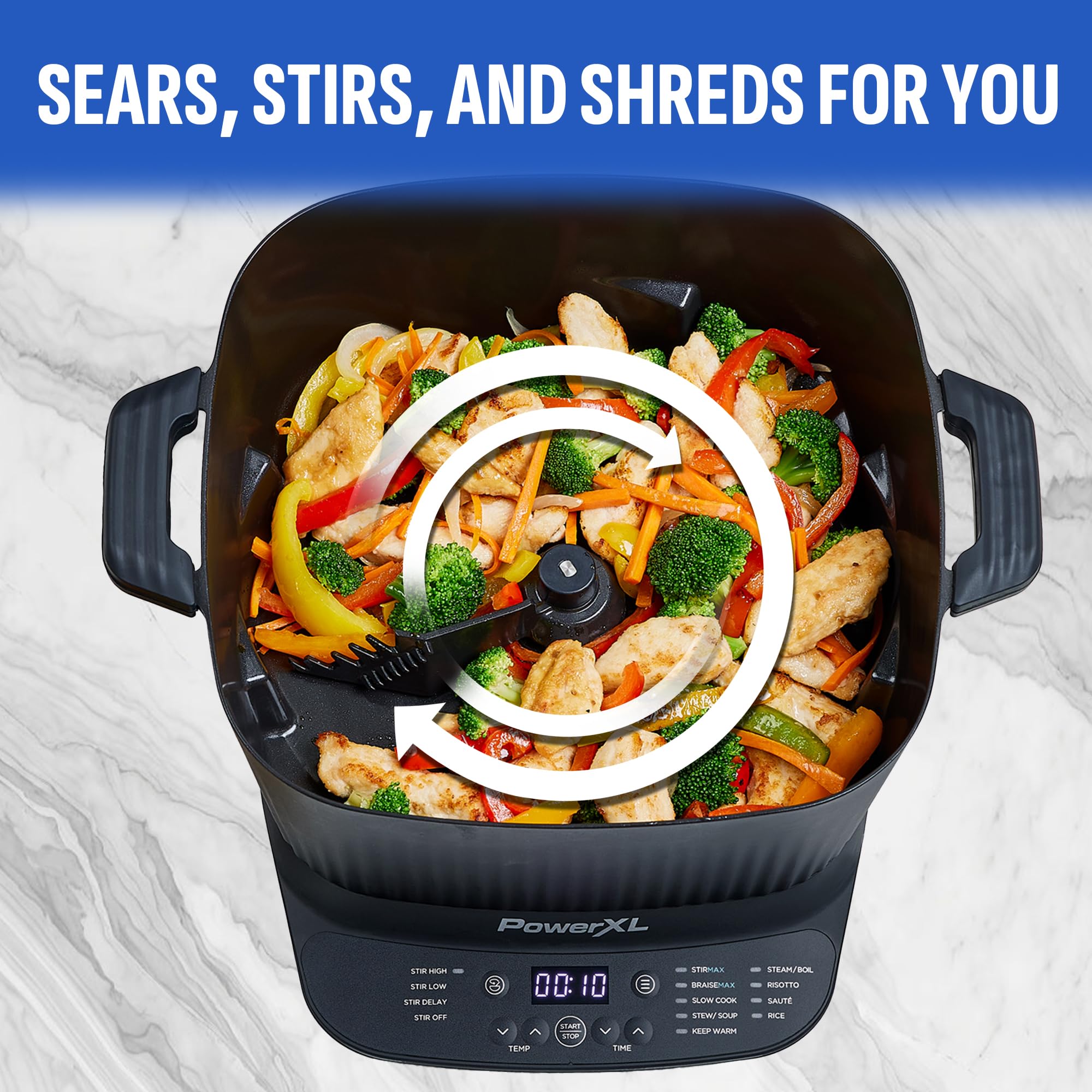 PowerXL Stirmax Deluxe 7.5qt pot ready for family meals.