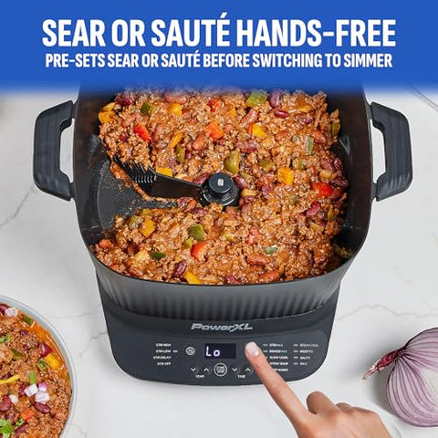 PowerXL Stirmax Plus presets interface enabling easy sauté and sear