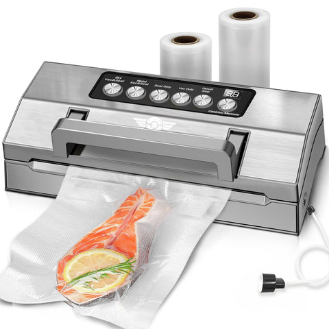 POWOT Precision Vacuum Sealer front view for easy kitchen storage and quick access.