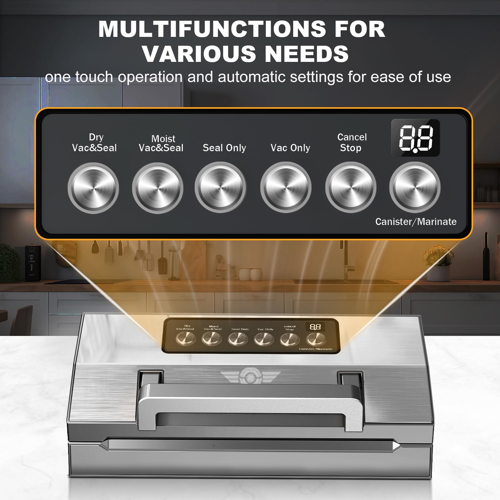 POWOT vacuum sealer seal-strip detail showcasing airtight double seal performance.