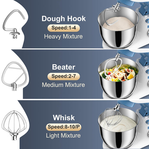 POWWA flat beater attachment for versatile batters and mixes.