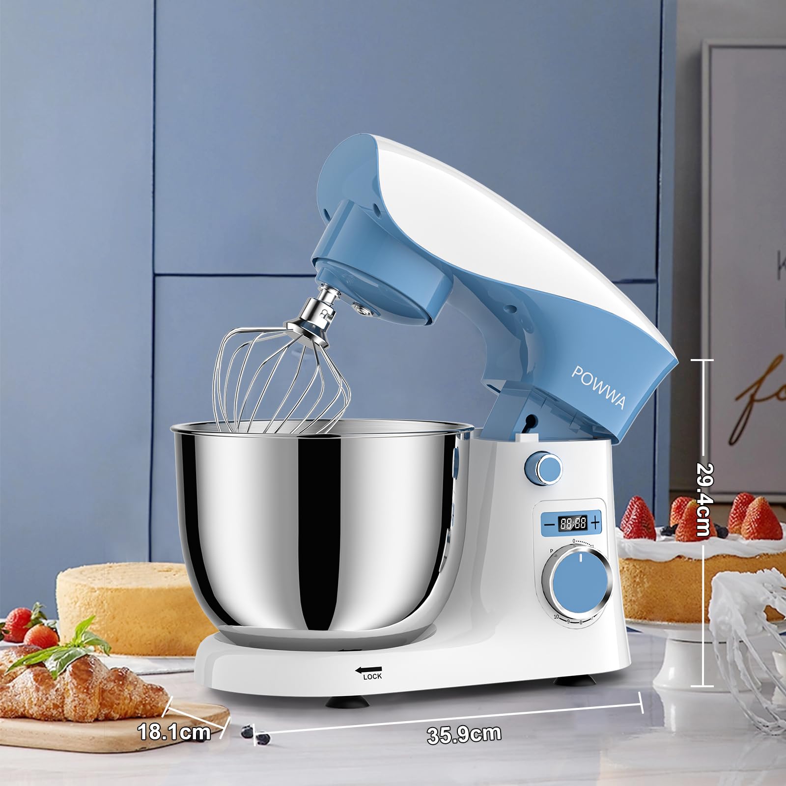 POWWA tilt-head design for easy access and ingredient addition.