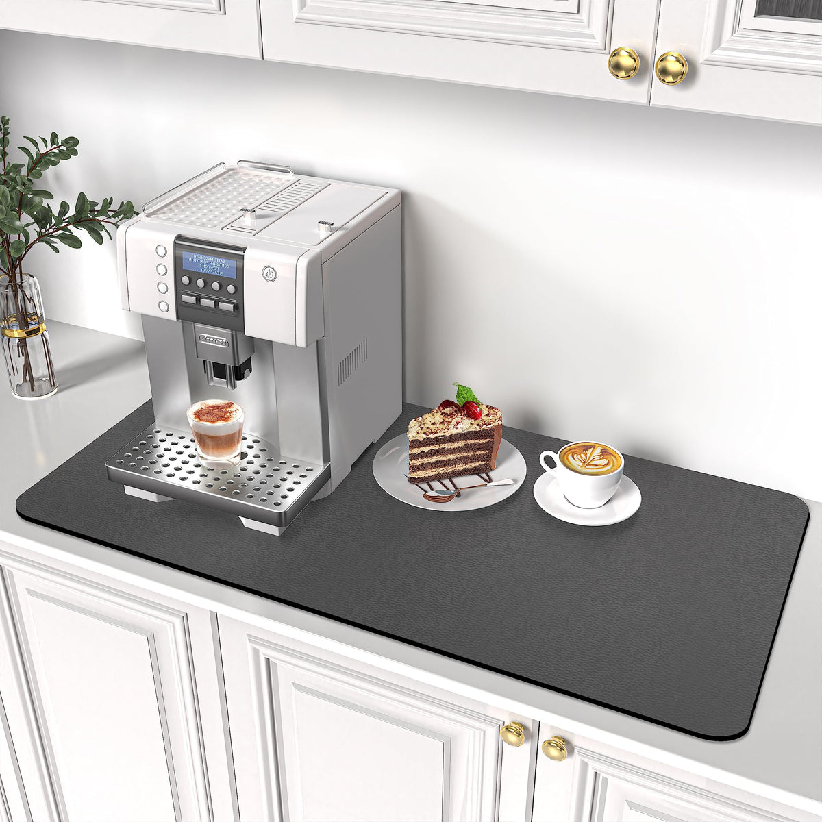 PoYang coffee mat top view showing a clean and dry counter surface