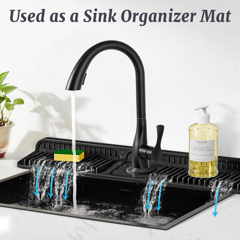 PoYang draining mat guides water back into the sink.