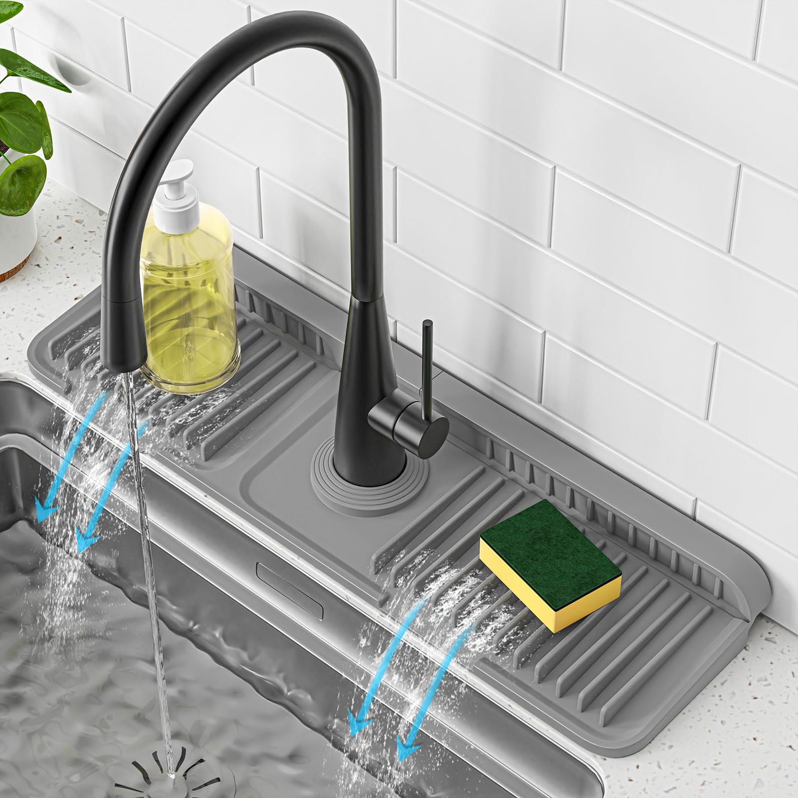 PoYang faucet mat 17.7-inch base protector keeps faucet base dry from splashes.