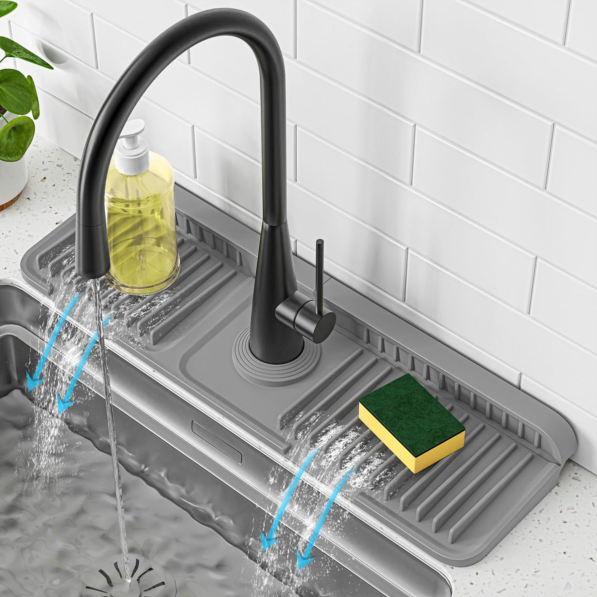 PoYang faucet mat 17.7-inch base protector keeps faucet base dry from splashes.