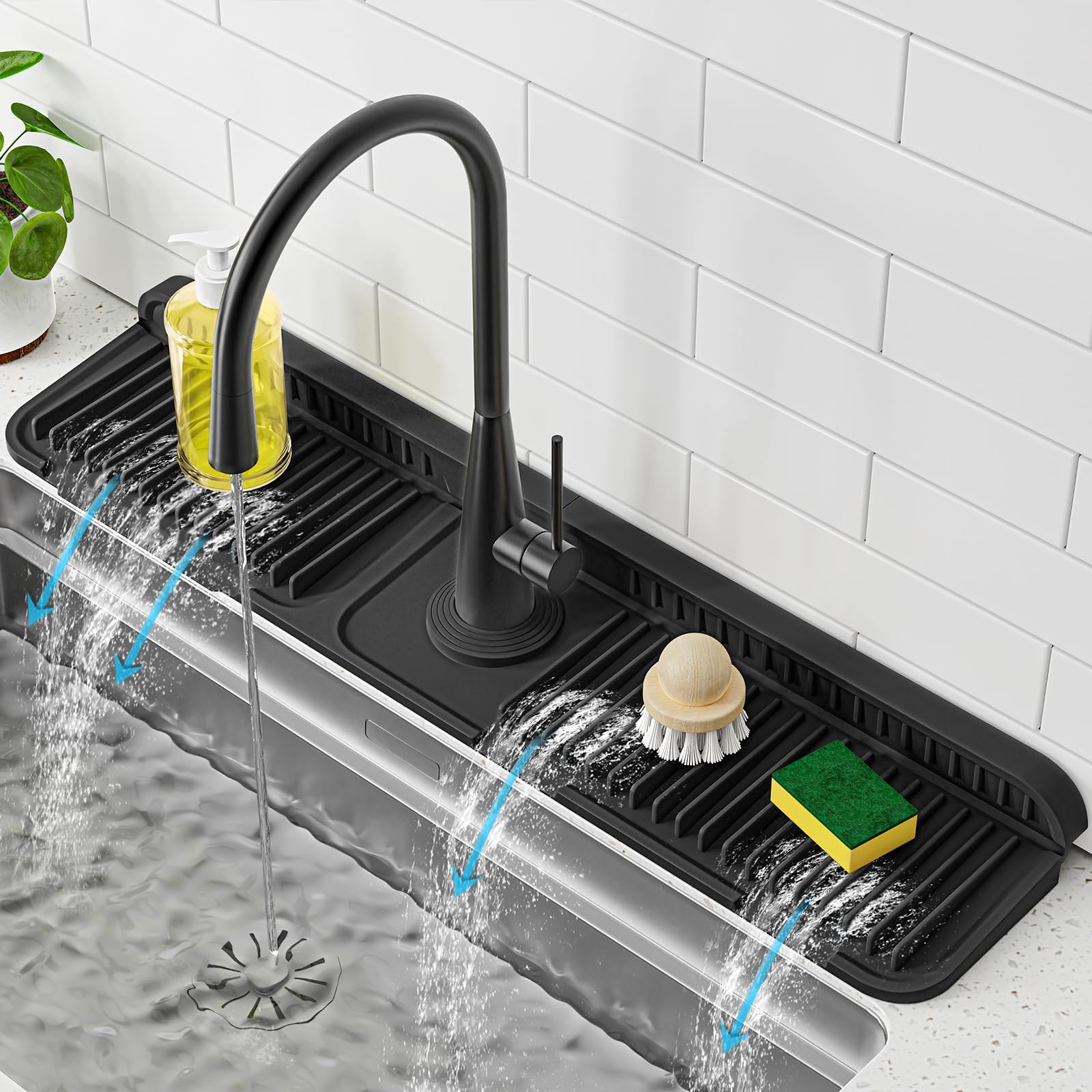 PoYang faucet mat 24-inch protects faucet base from splashes and stains.