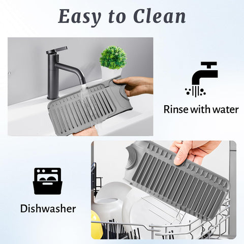 PoYang grey silicone sink protector complements kitchen decor