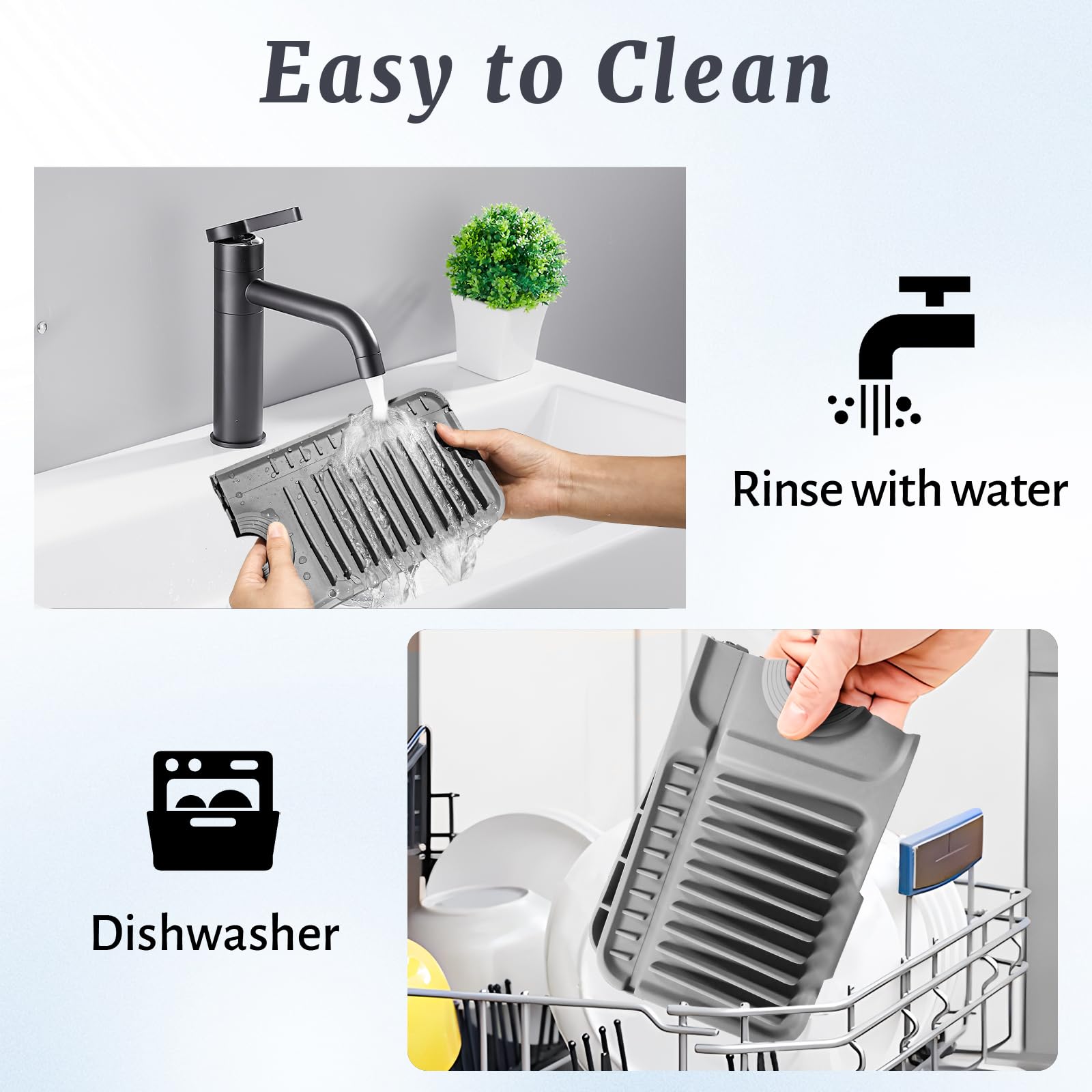 PoYang long sink protector defends against splashes and soap stains.