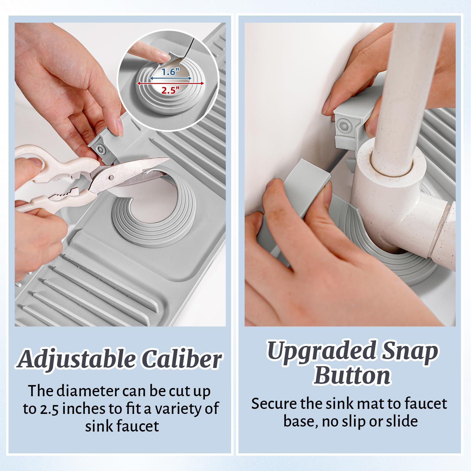 PoYang RV kitchen setup shows portable faucet protection and easy cleanup