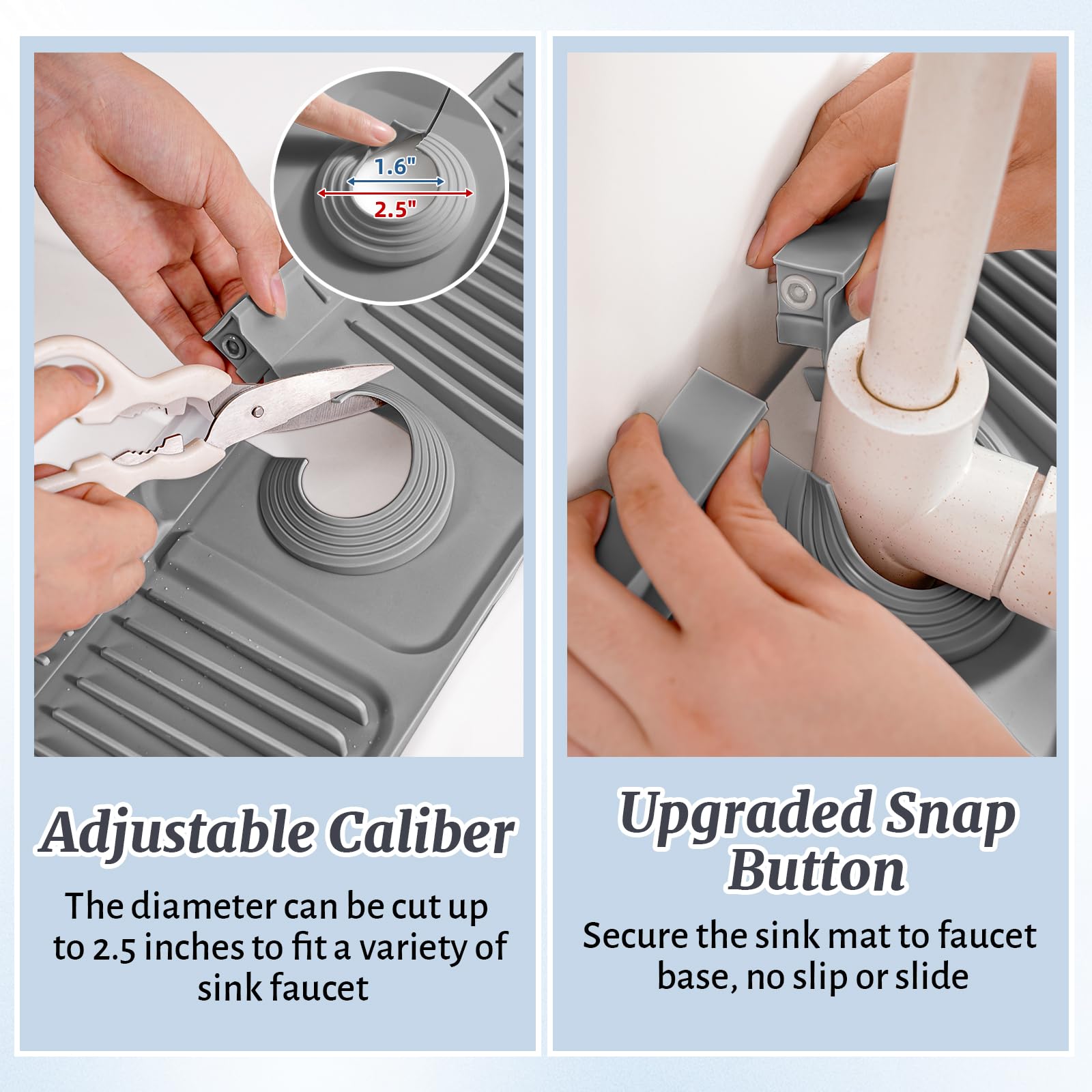 PoYang organizer mat accommodates soap, sponge and brush for easy drainage.