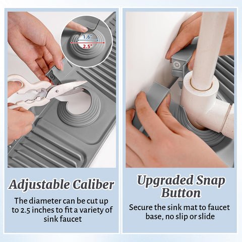 PoYang organizer mat accommodates soap, sponge and brush for easy drainage.