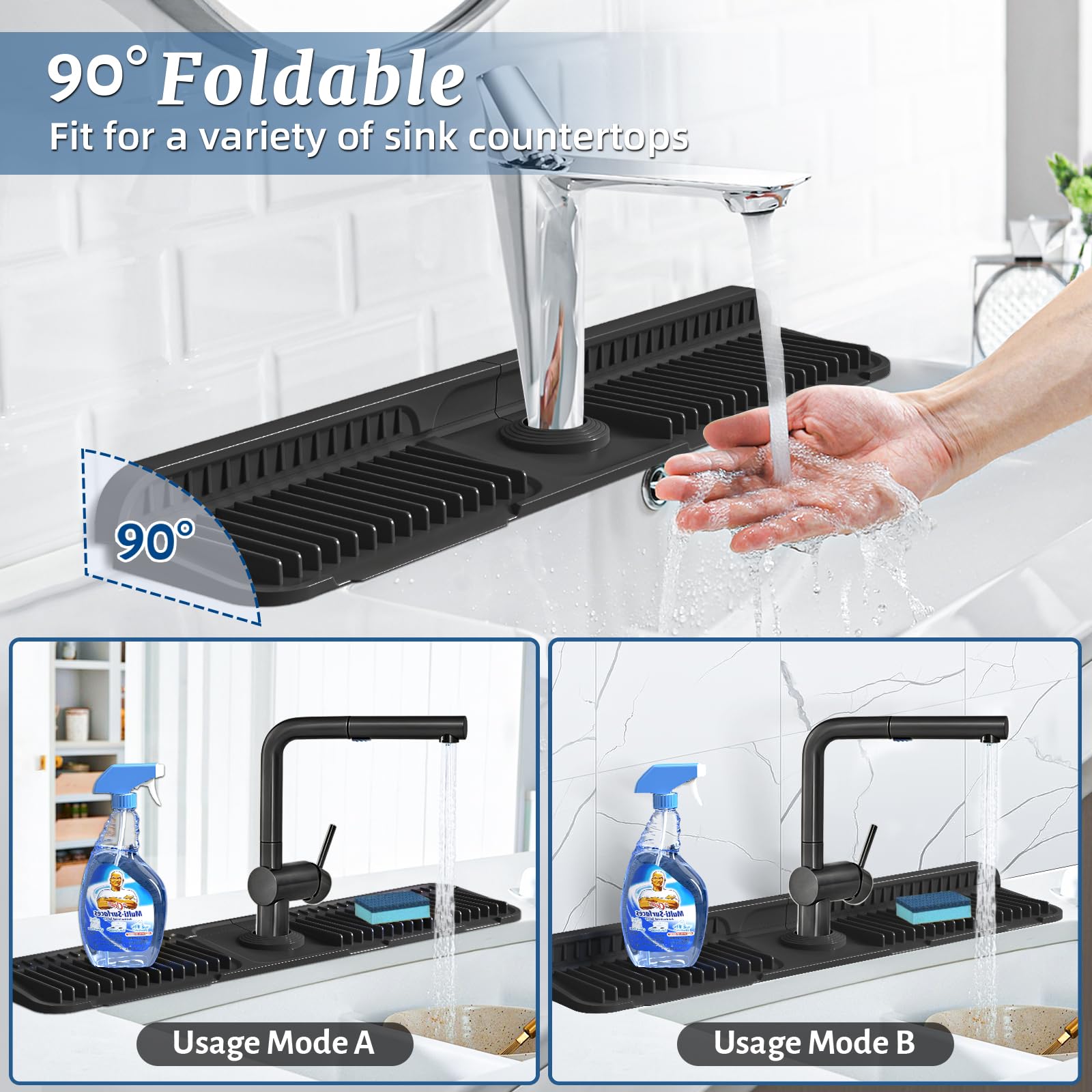 PoYang splash guard keeps kitchen counter dry during meal prep.
