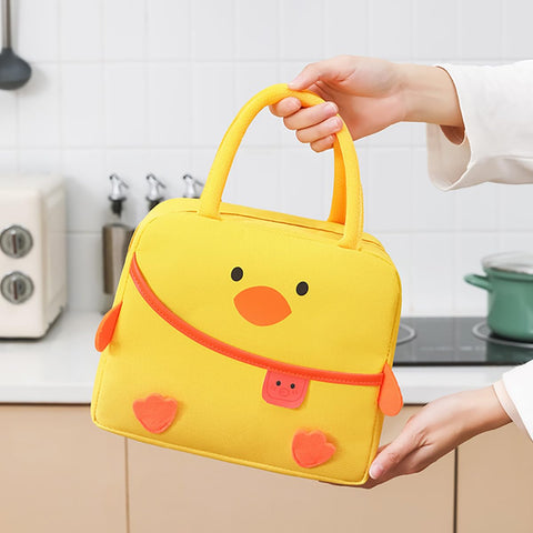 POYIPI duck lunch bag inner aluminum liner preserves freshness during travel.