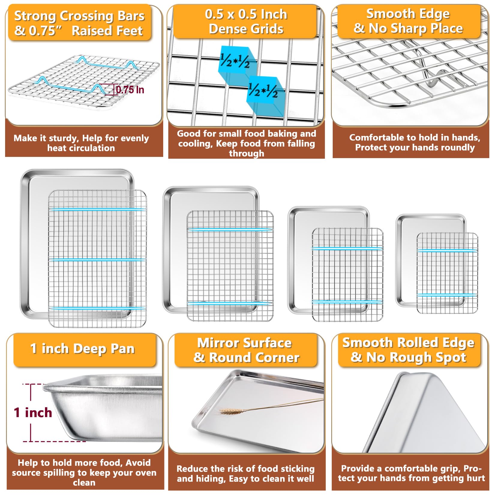 P&P CHEF 10.4x8 inch sheet pan for portion control and easy cleanup