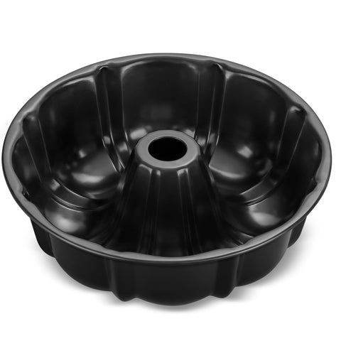 P&P CHEF 10inch black non-stick cake pan for easy release and even browning.