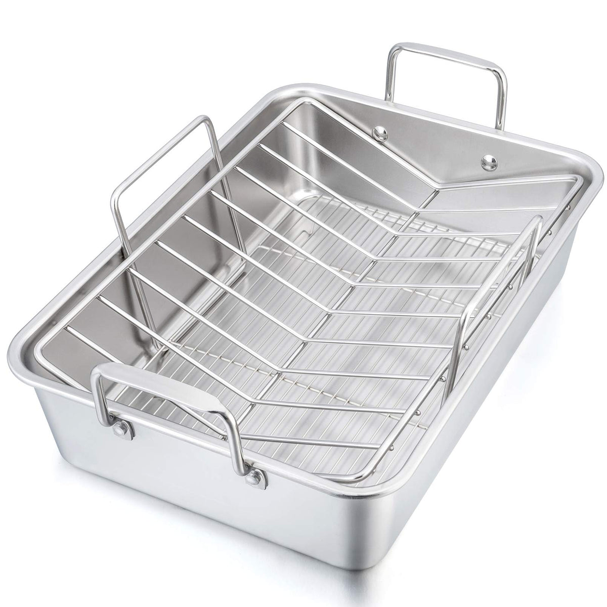 P&P CHEF 16-inch roaster pan with baking rack for even browning