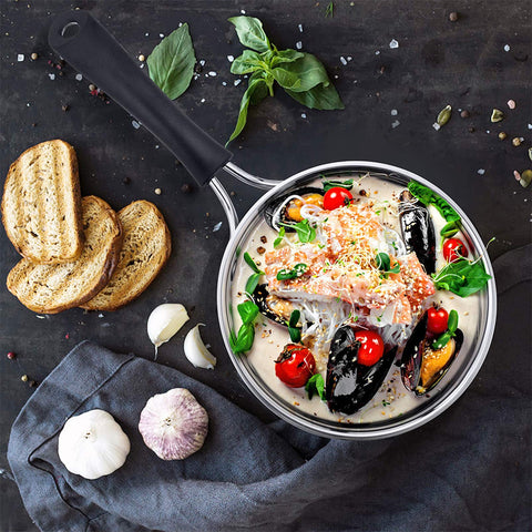 P&P CHEF deep pan design to hold sauces with less splatter.