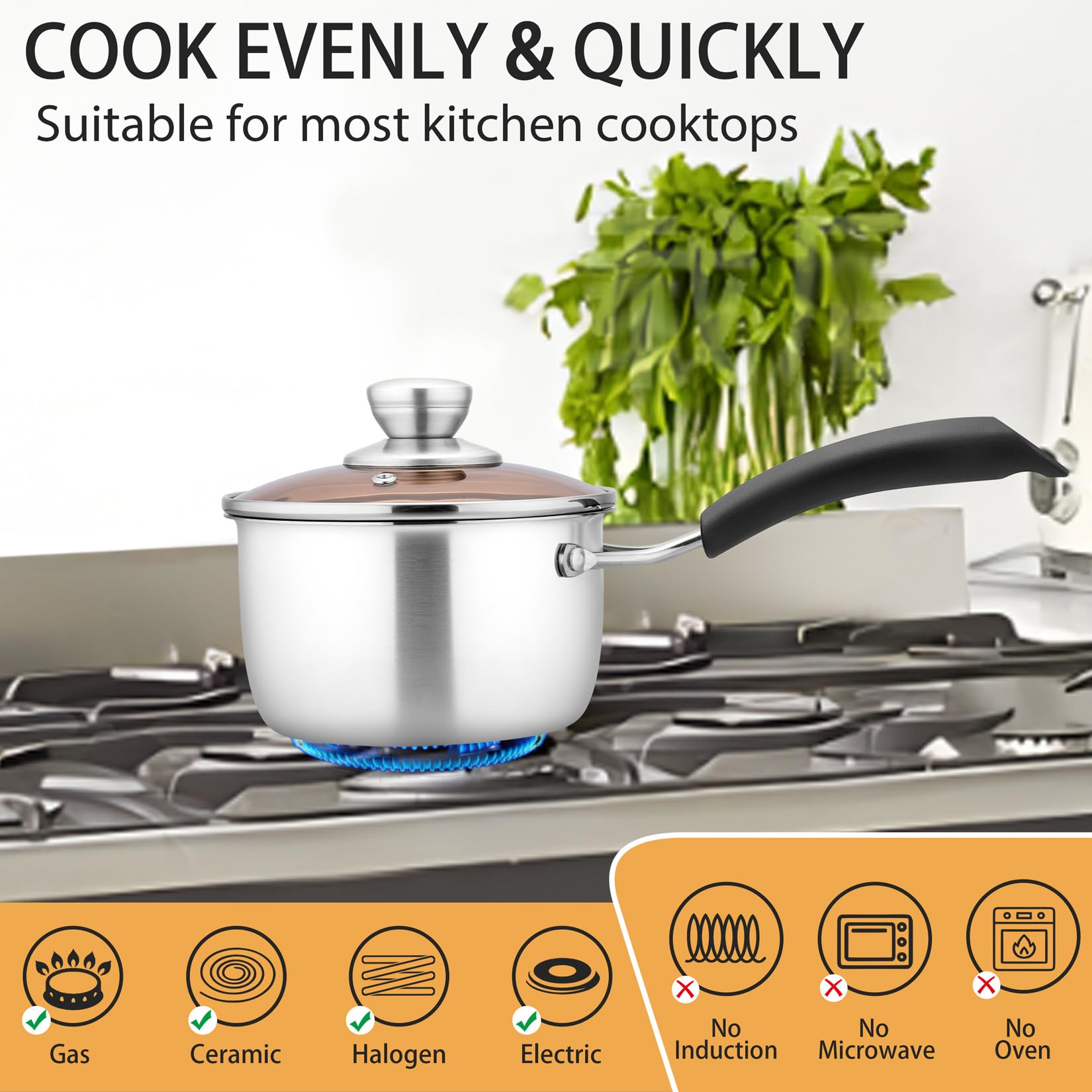 P&P CHEF rimless edge for drip-free pouring and reduced spills.