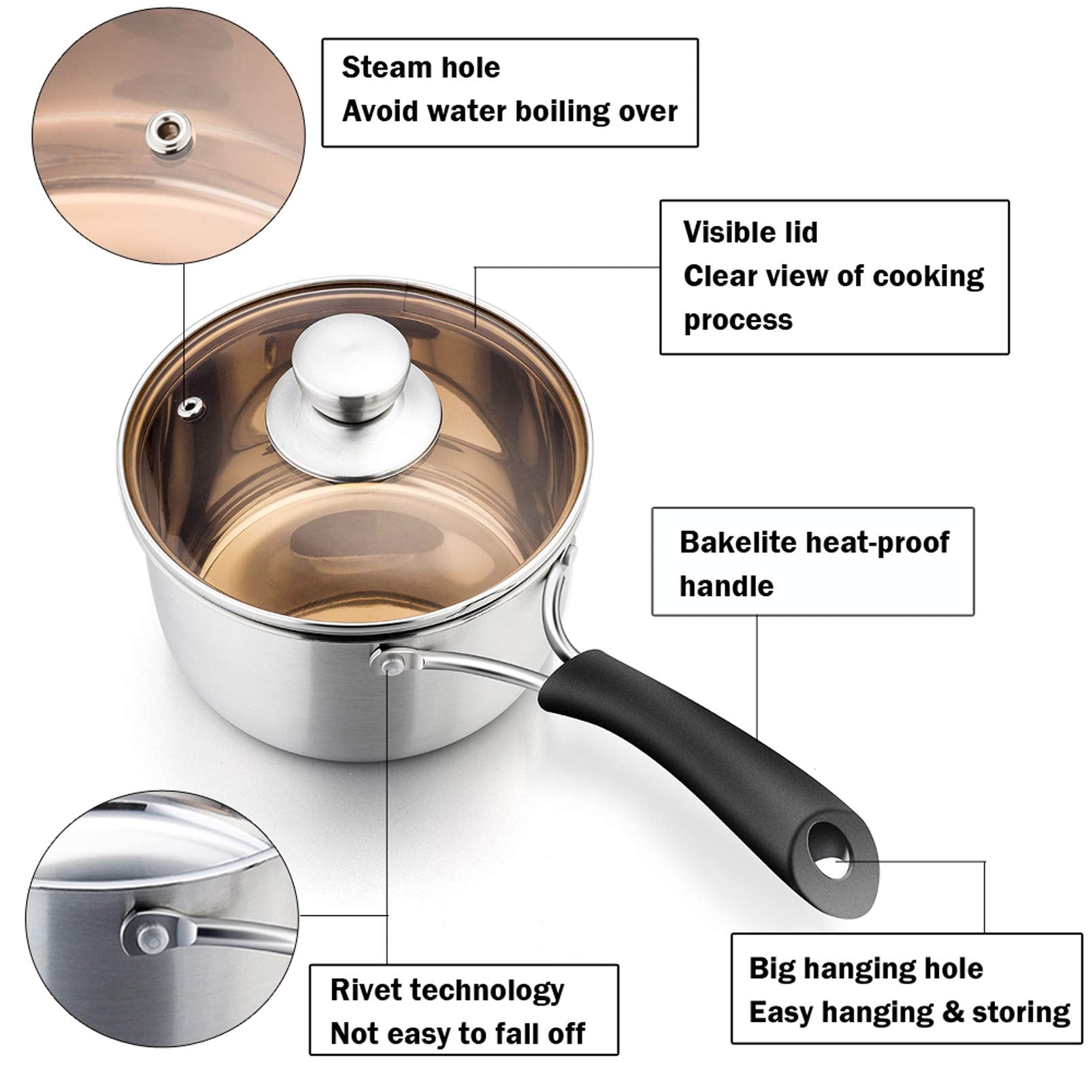 P&P CHEF stainless steel body provides durable, nonreactive cooking for daily meals.