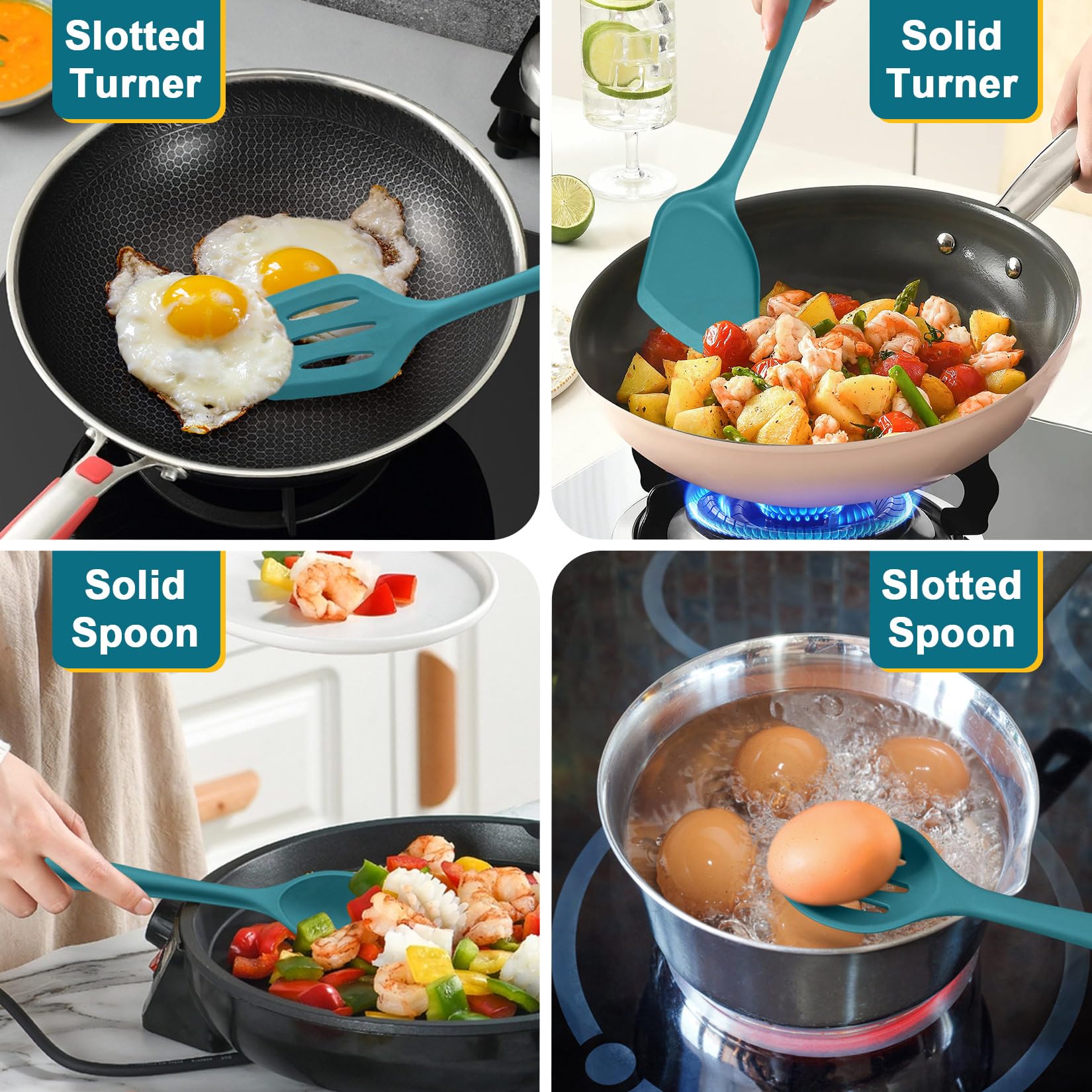 PP CHEF slotted spoon silicone serves soups with ease