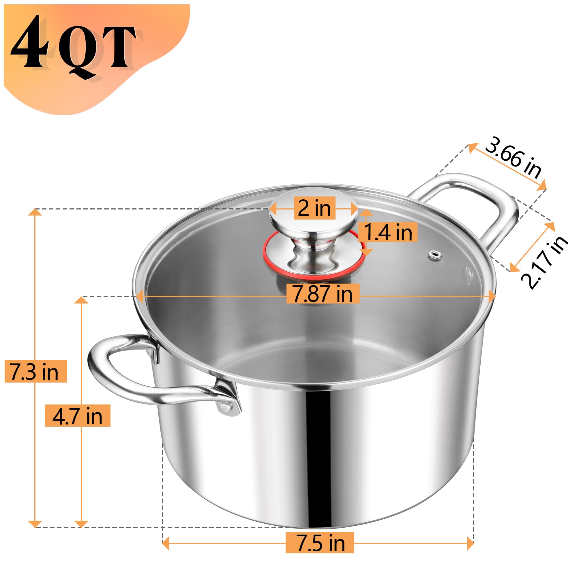 PP CHEF 4qt stockpot shows steam vent lid for safer, controlled cooking.