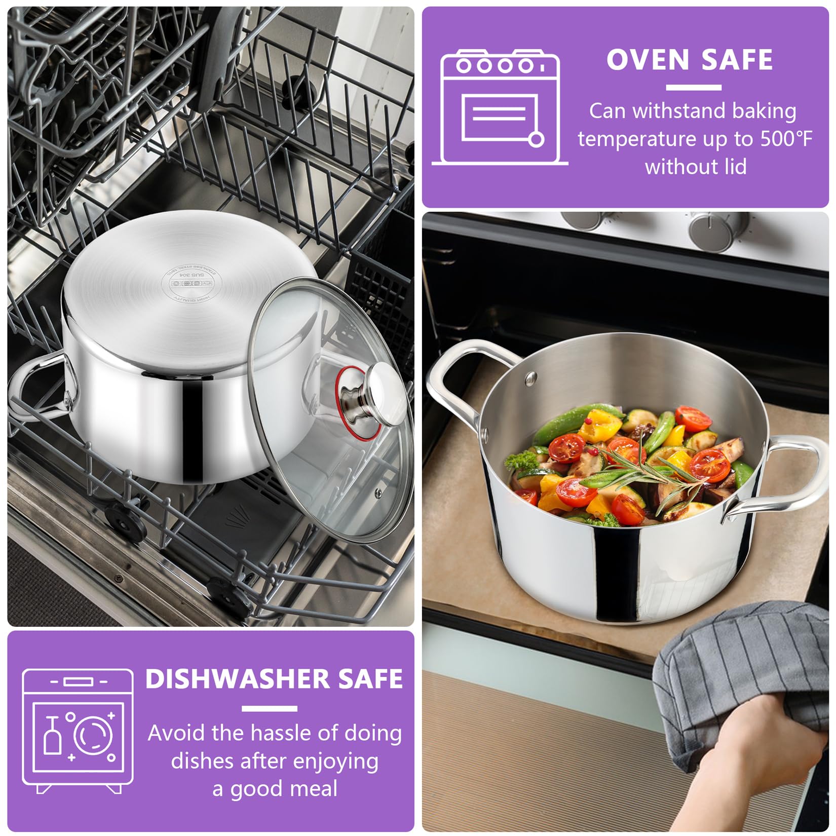 P&P CHEF 5qt stock pot versatility adapts to simmer, steam, or boiling meals.