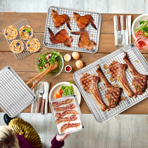 P&P CHEF 9.7x7.3 inch rack with dense grids for secure food placement