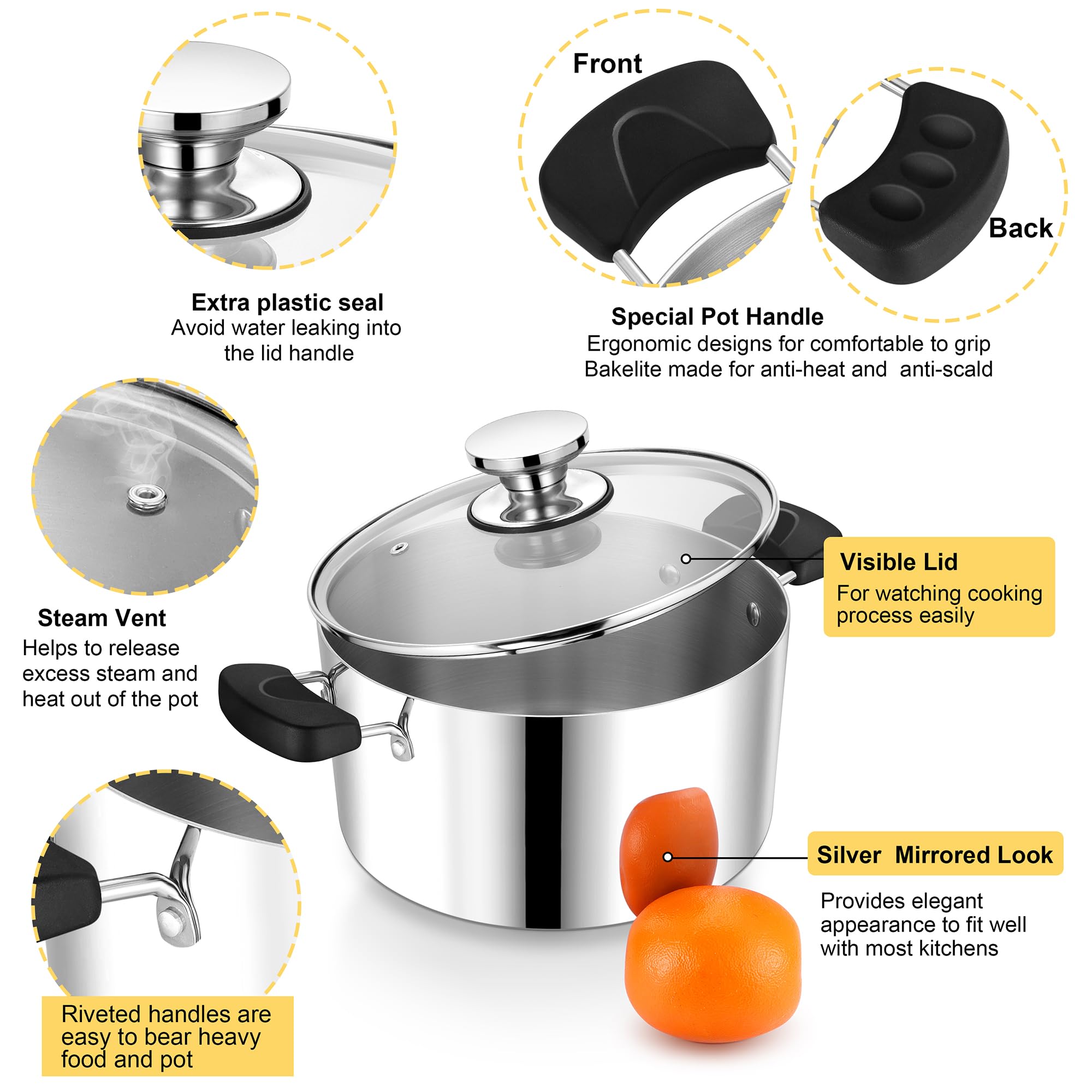 P&P CHEF ergonomic bakelite handles stay cool during transfers