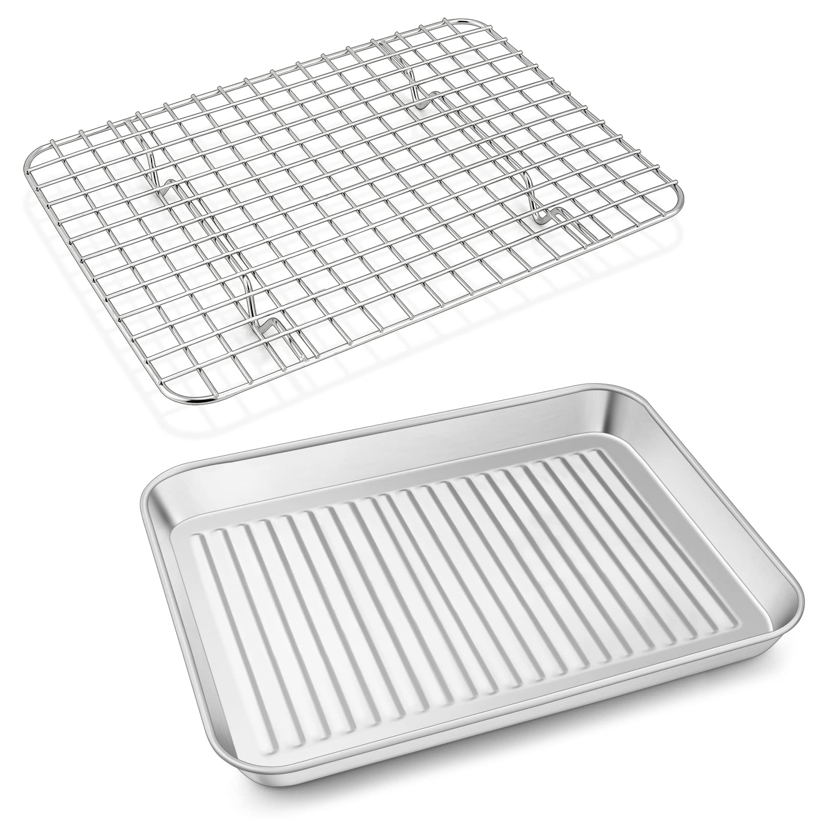 P&P CHEF baking pan with wire rack—top view highlighting even heating
