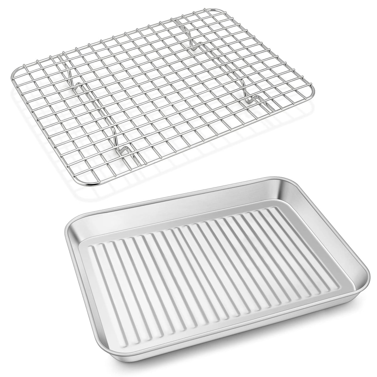 P&P CHEF baking pan with wire rack—top view highlighting even heating