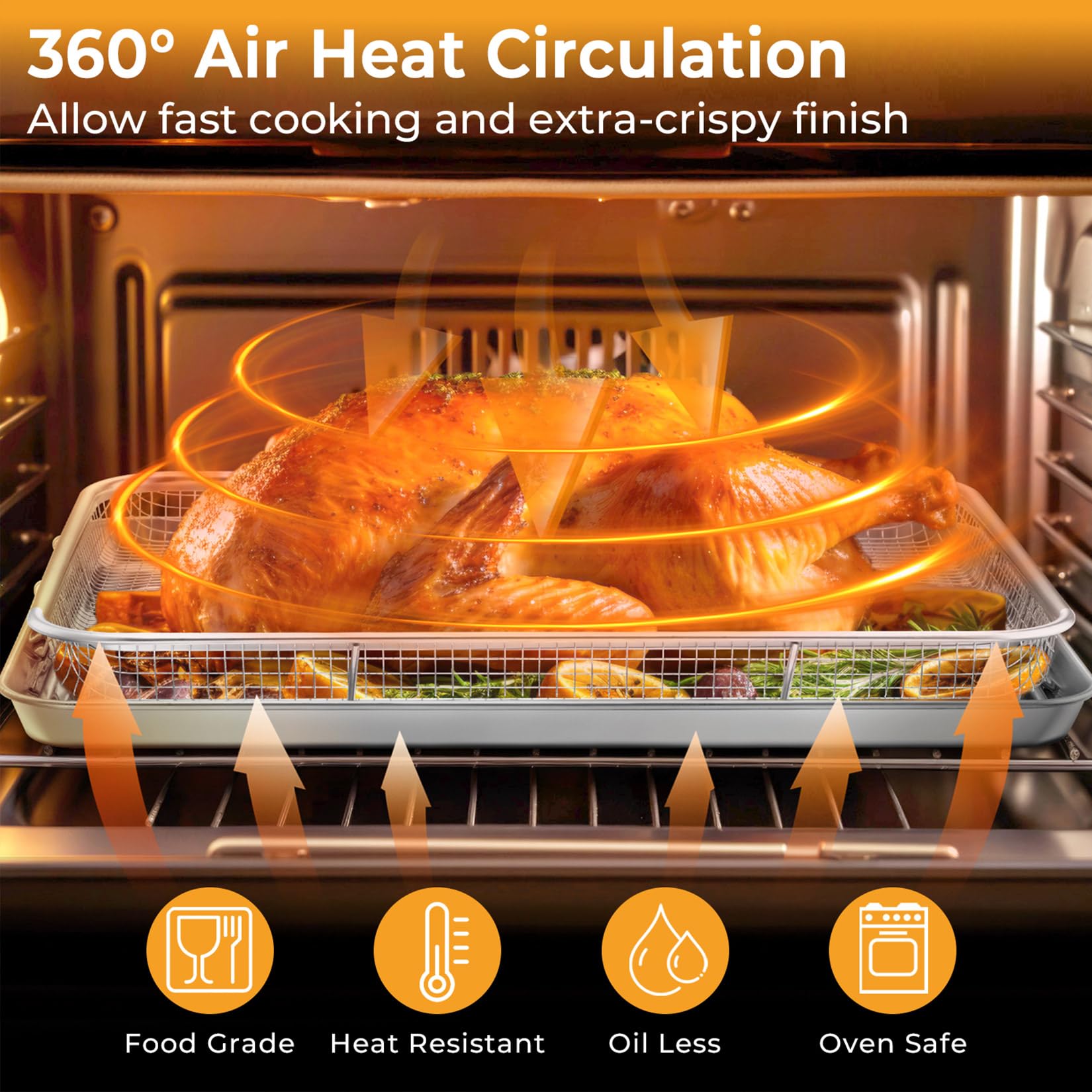 P&P CHEF 16x12 inch baking sheet handles large batches with even heating.