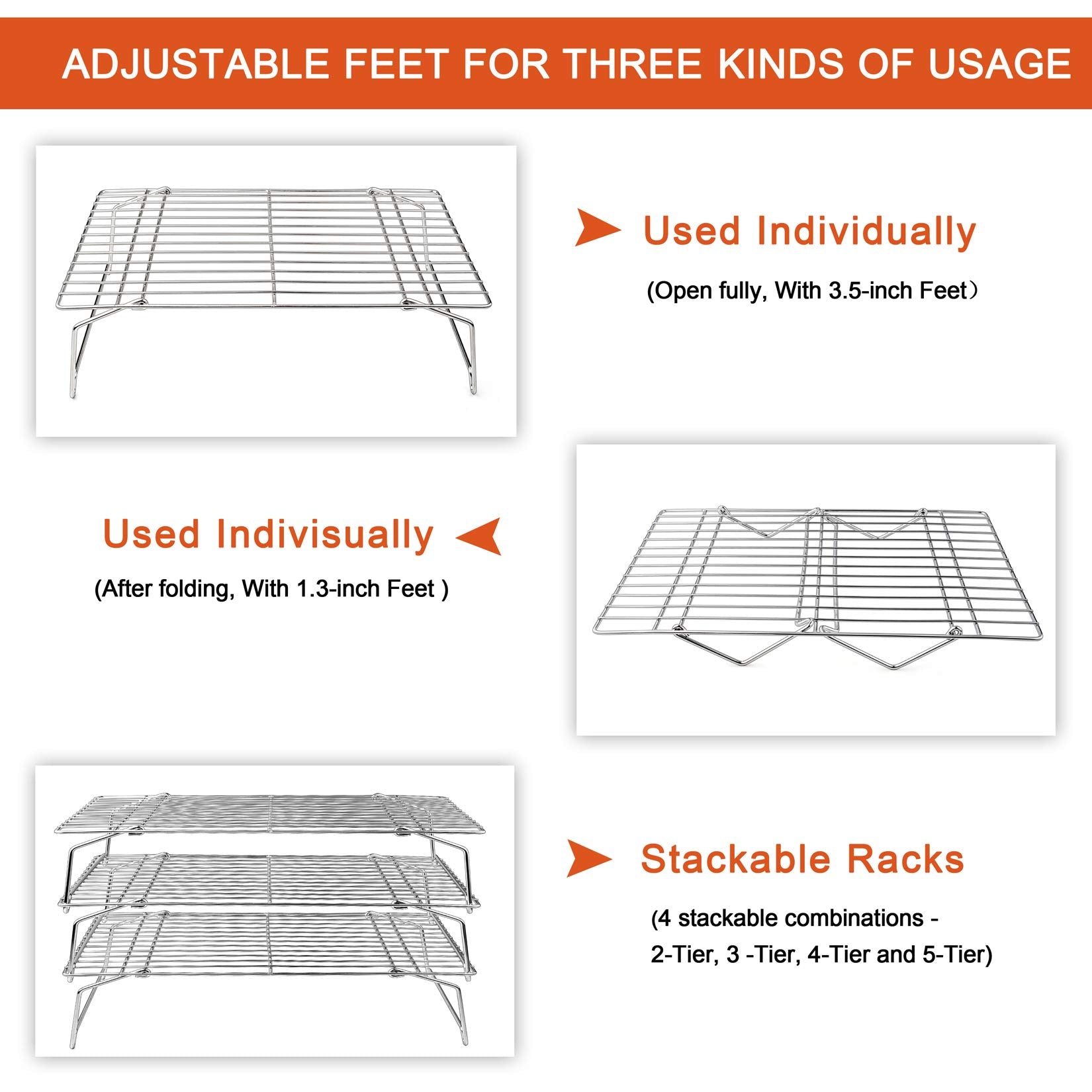 P&P CHEF collapsible feet rack enabling space-saving multi-layer cooling.