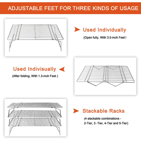 P&P CHEF collapsible feet rack enabling space-saving multi-layer cooling.
