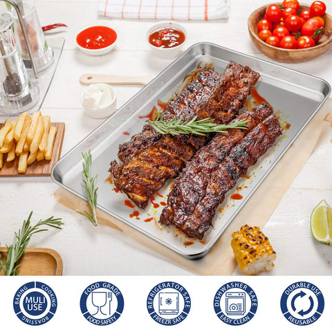 P&P CHEF cookie and vegetable roasting sheet helps even cooking.