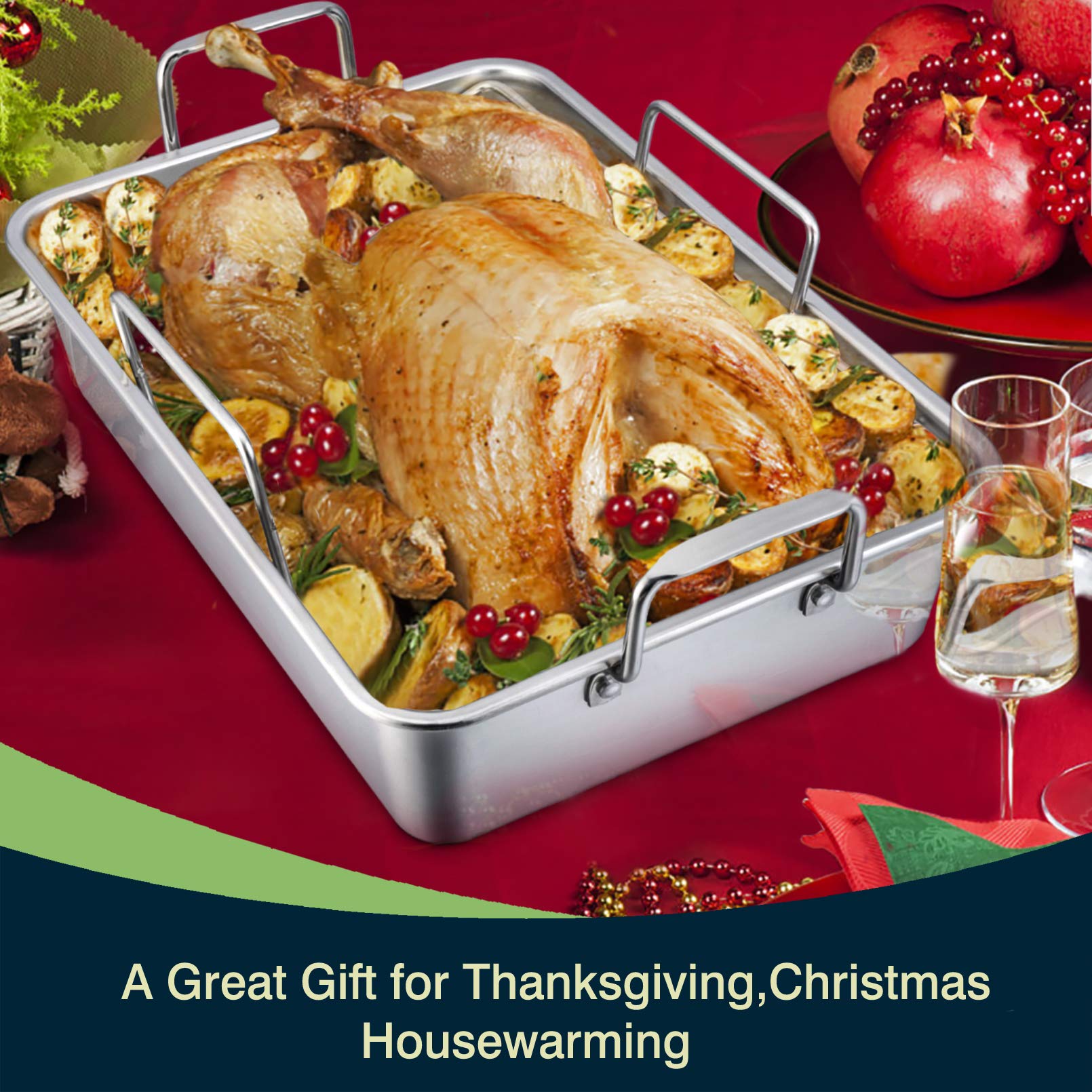 P&P CHEF dishwasher-safe roasting pan simplifies cleanup after meals