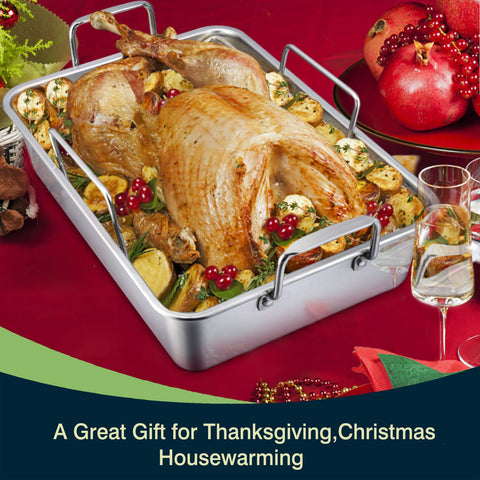 P&P CHEF dishwasher-safe roasting pan simplifies cleanup after meals