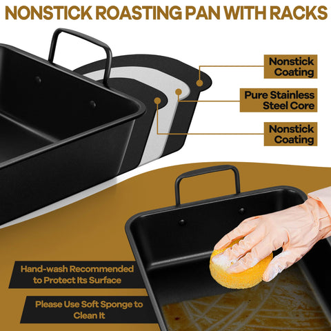 P&P CHEF easy clean roaster pan for quick cleanup.