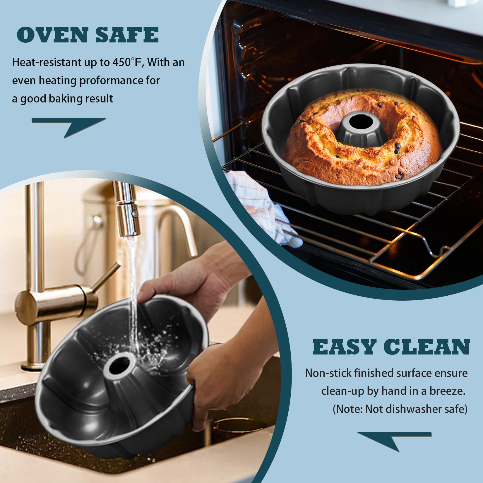 P&P CHEF even-heat conical tube improves browning and cake texture