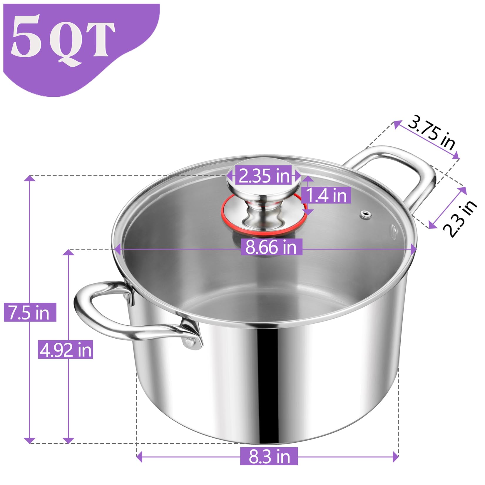 P&P CHEF stock pot glass lid highlights easy checking and safety during simmering.