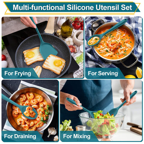 PP CHEF heat-resistant silicone utensils with ergonomic handles