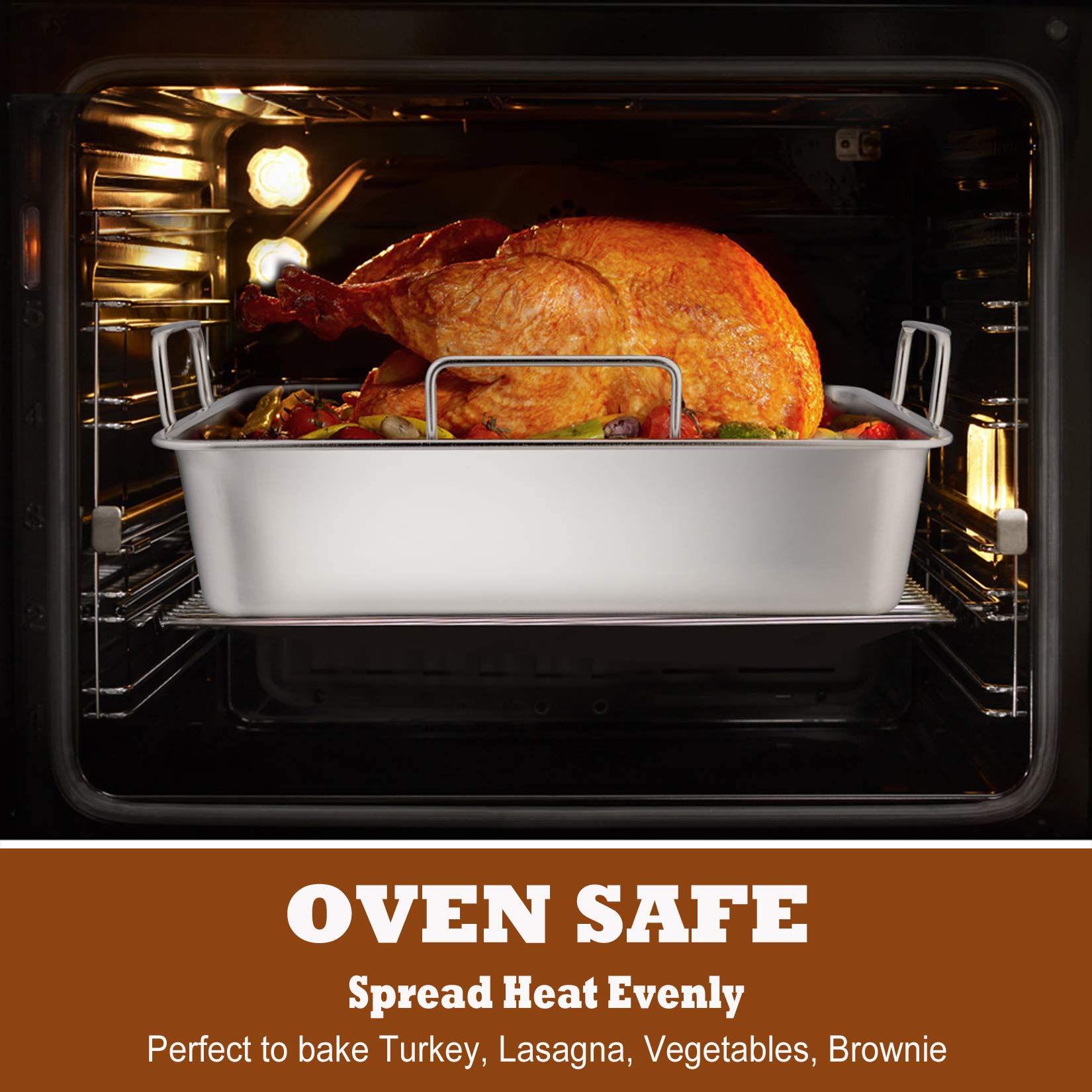 P&P CHEF heavy-gauge stainless steel pan resists warping and lasts