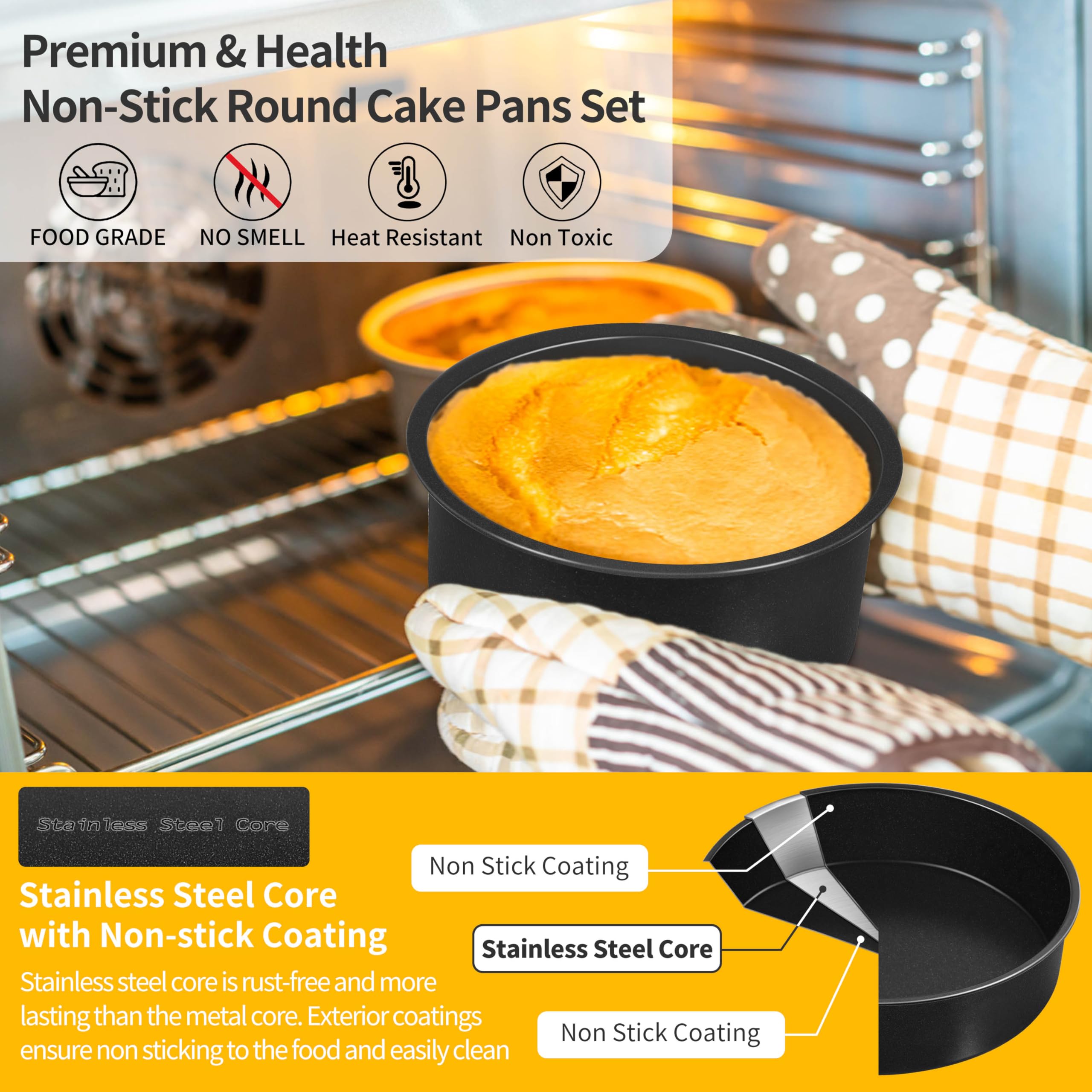 P&amp;P CHEF leak-proof 4-inch cake pan ideal for mini tiered cakes.