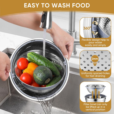 P&P CHEF lid grater attachments for quick slicing and shredding.
