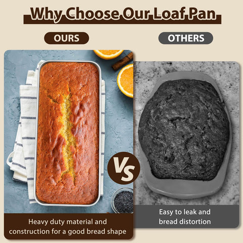 P&P CHEF loaf pan with 3-inch deep sides allows more batter for loaves and desserts.