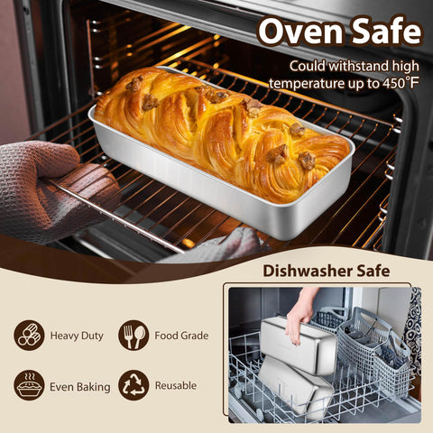 P&P CHEF loaf pan in oven-ready use with even heat distribution across the crust.