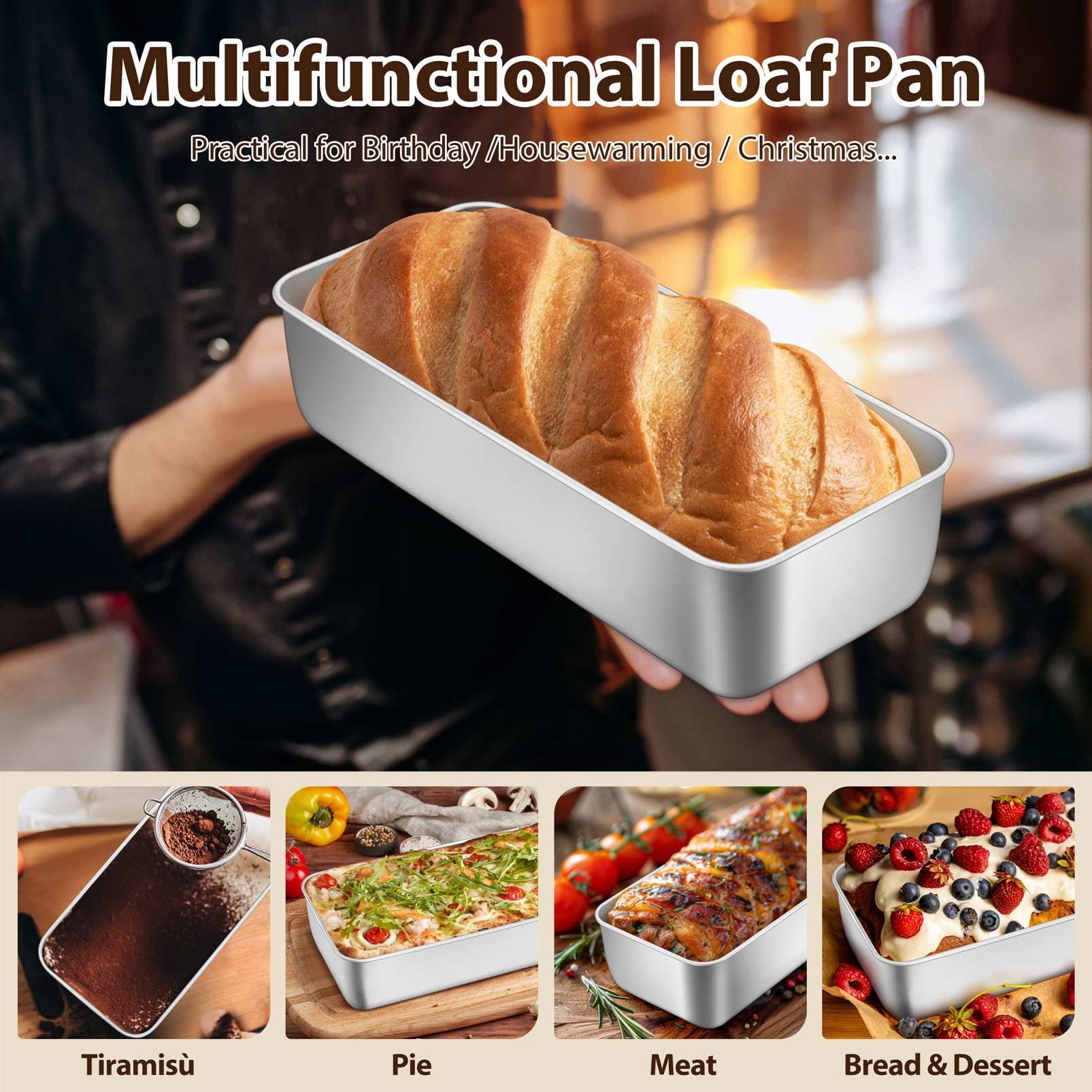 P&P CHEF loaf pan seamless design prevents leaks and ensures reliable batter containment.