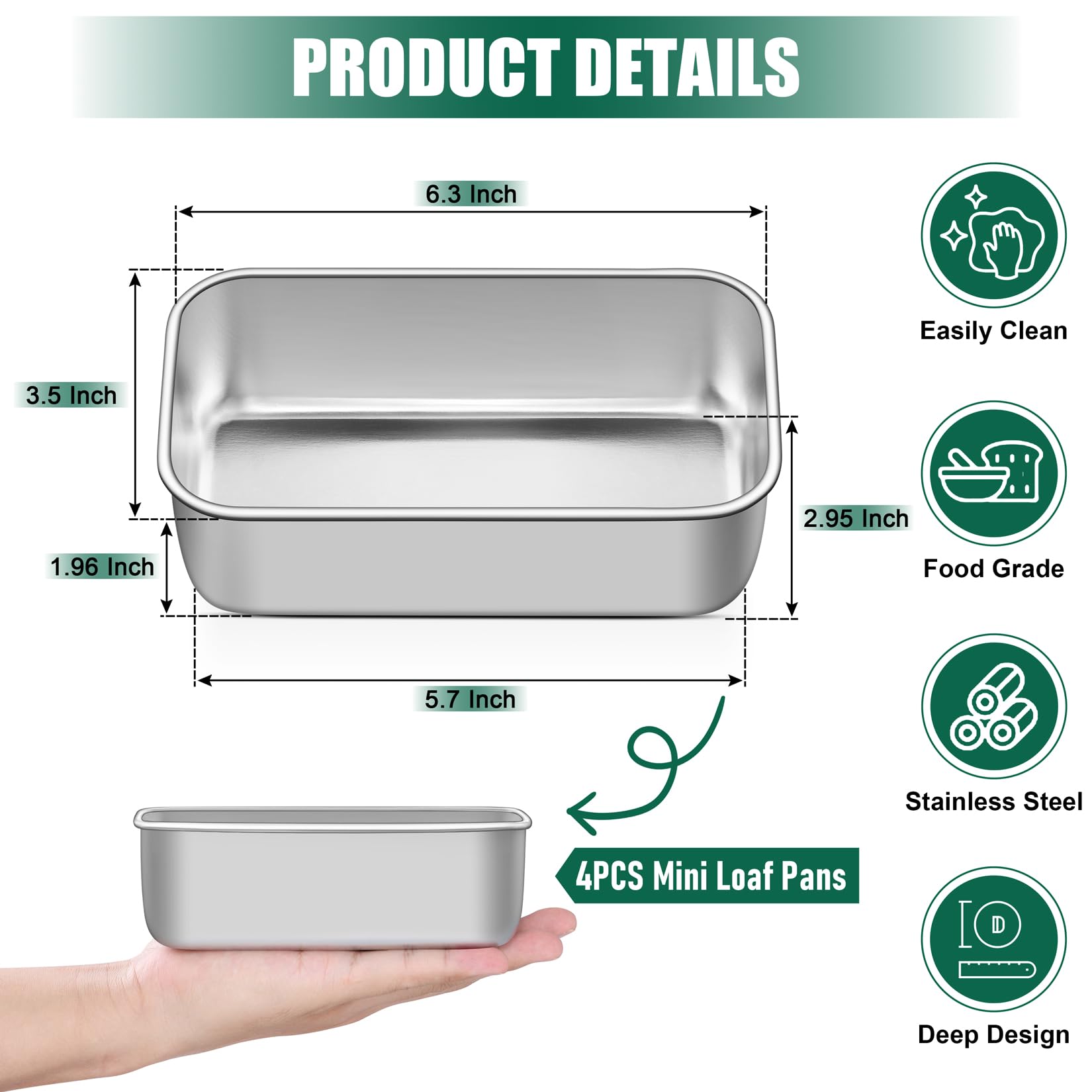 P&P CHEF loaf pans interior view highlights one-piece construction