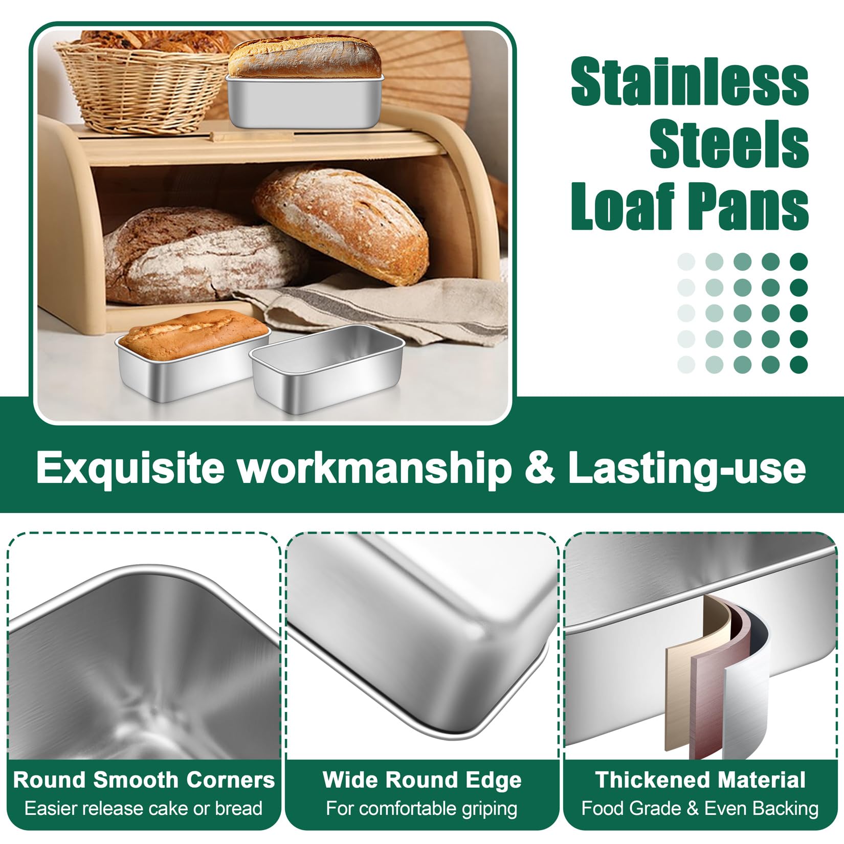 P&P CHEF loaf pans stacked neatly to save space